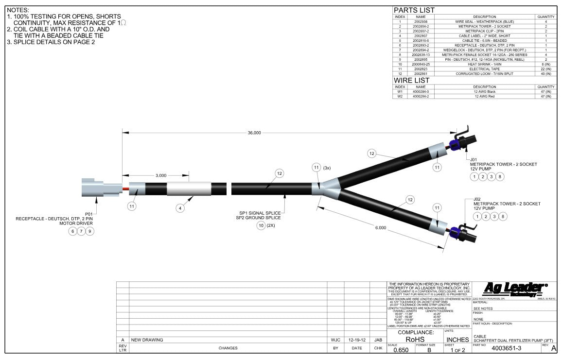 CABLE - AGXCEL DUAL PUMP CONTROL (3FT)
