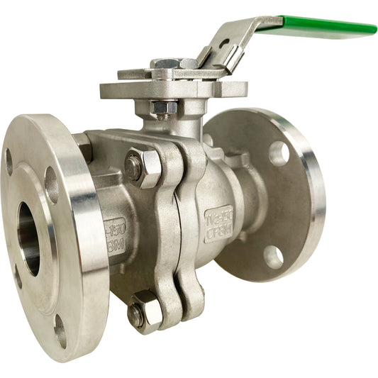 Dura - 1" 2-way, 1" Flange x 1" Flange Valve with Manual Handle, SS Ball & Stem