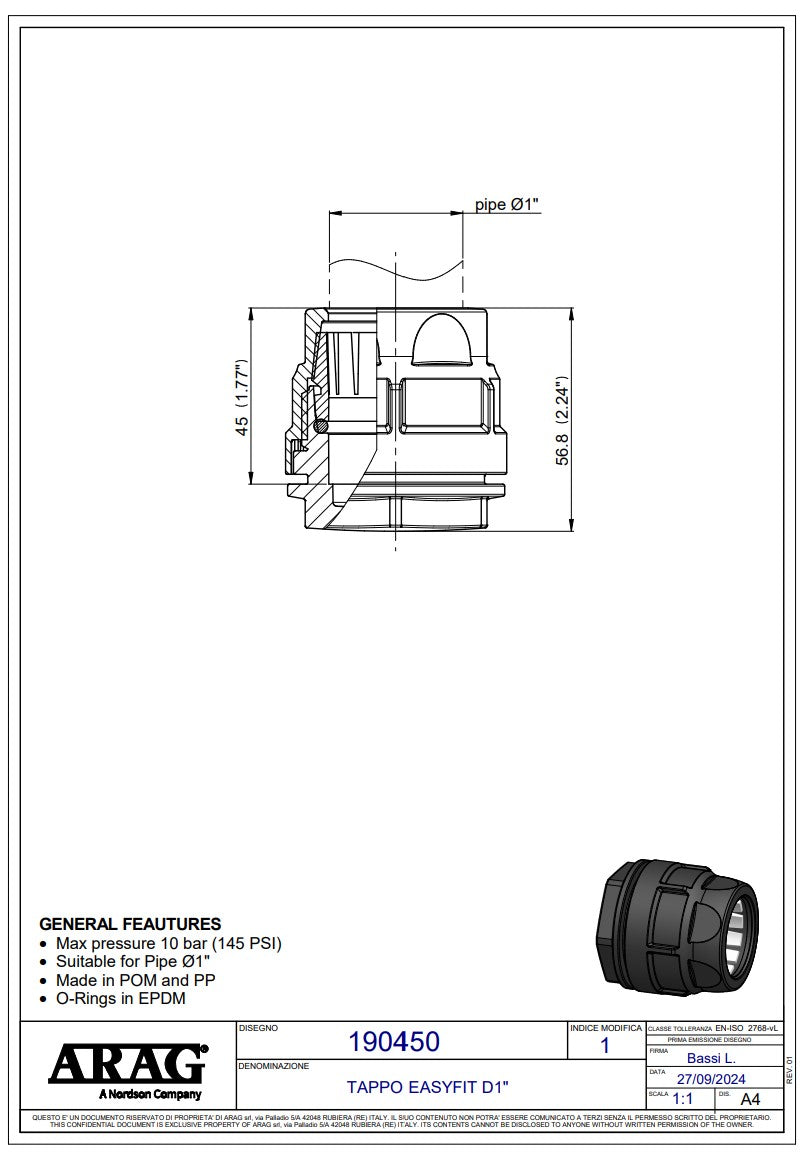 ARAG Boom End EasyFit 1"